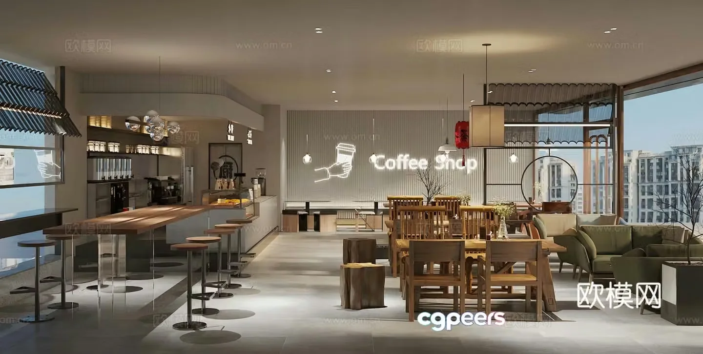 New Chinese milk tea shop cafe 3d model