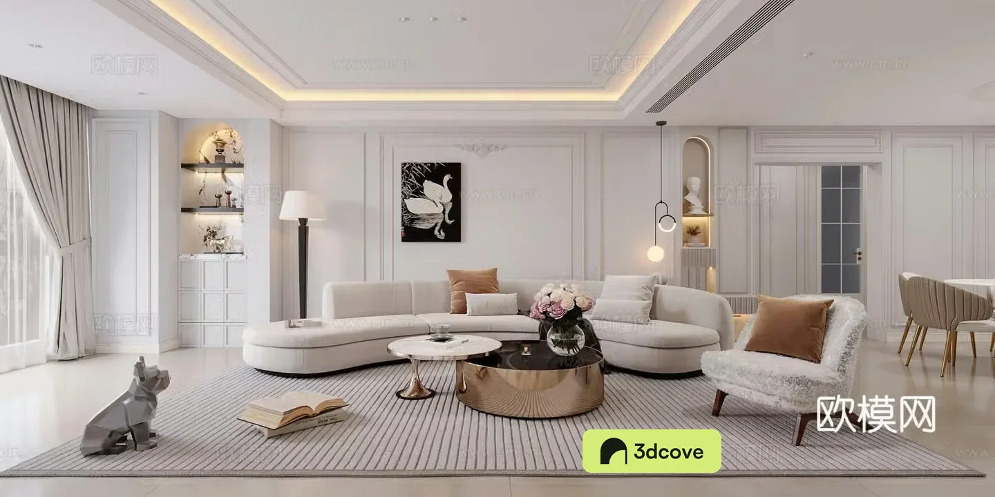 Modern living room Combination sofa Leisure chair French living room Modern living room Leisure chair Simple