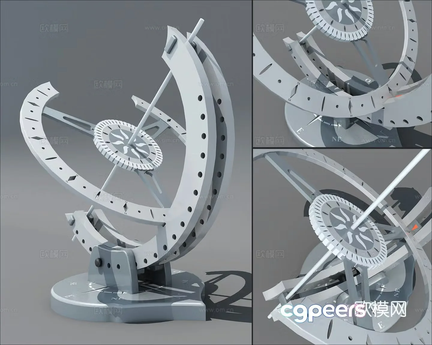 Sundial Sculpture City Sketch Square Sculpture 3D Model