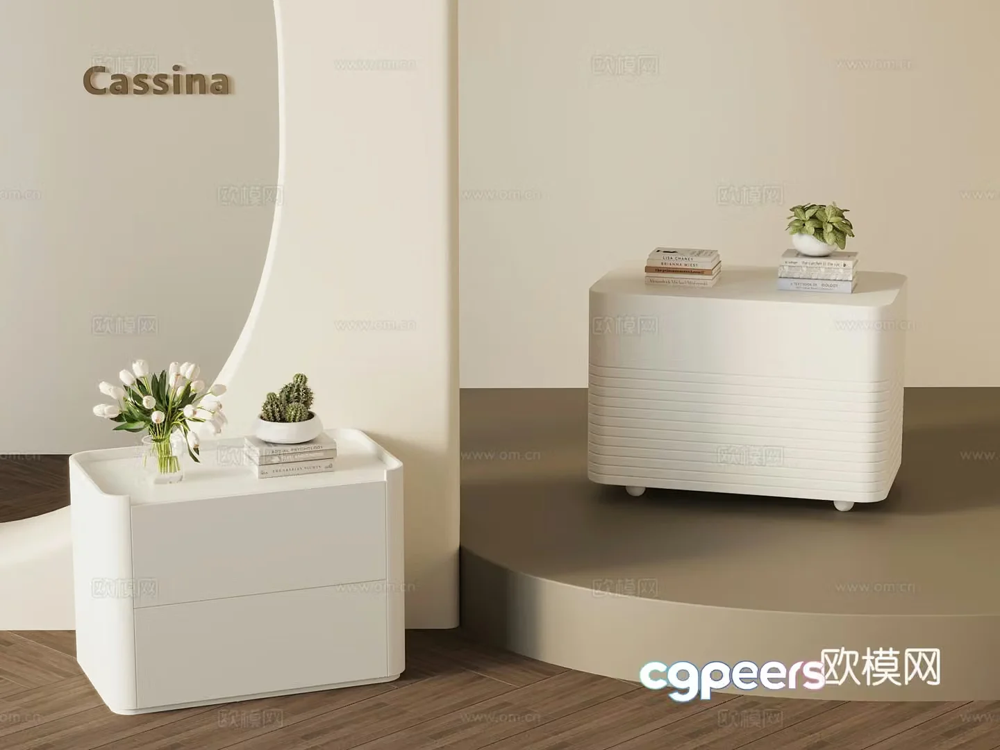 Modern creamy nightstand 3d model