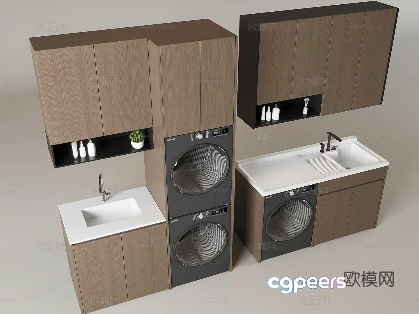 Italian balcony washing machine cabinet drum washing and drying washing machine handheld washing supplies solid wood washing machine 3d model