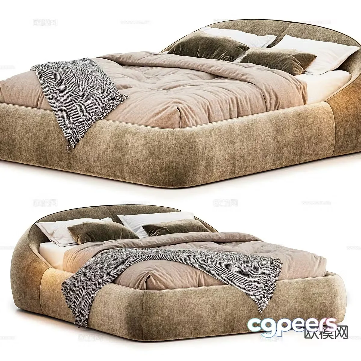Modern double bed 3d model