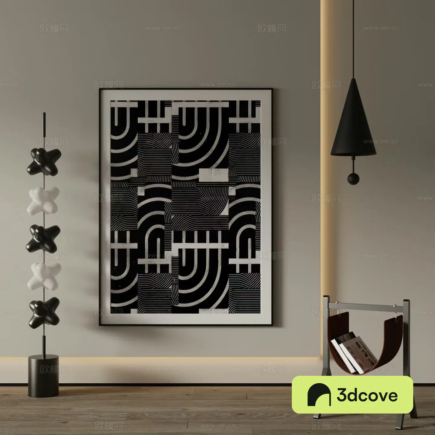 Modern decorative painting black and white abstract painting
