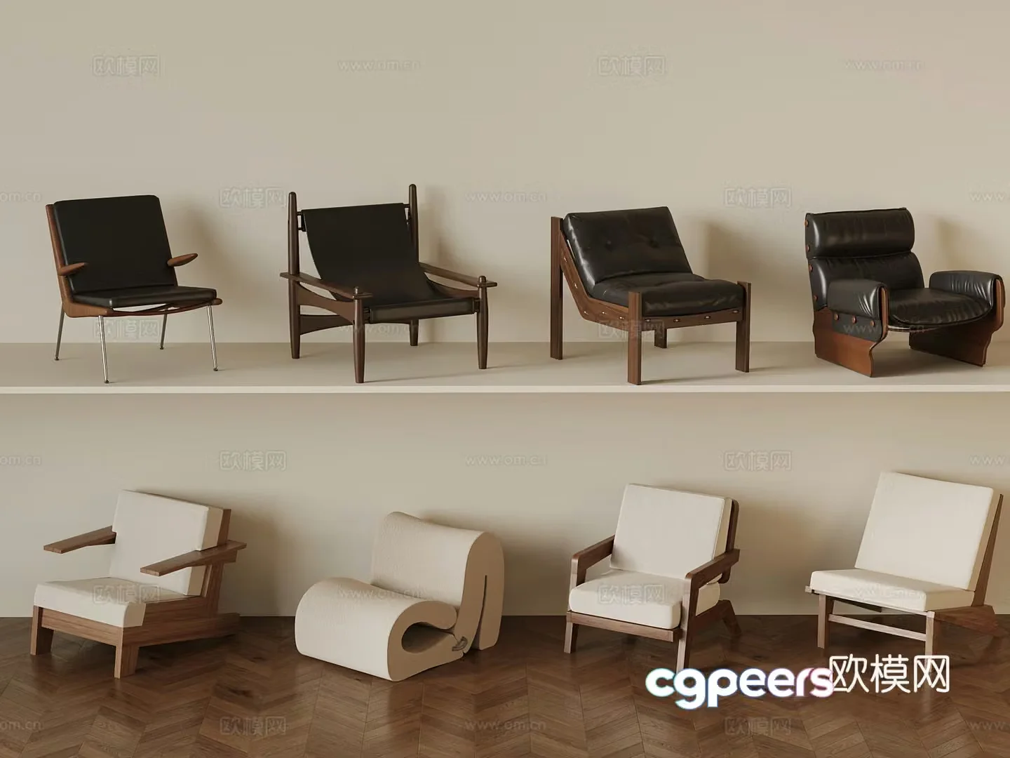 French leisure chair combination 3D model