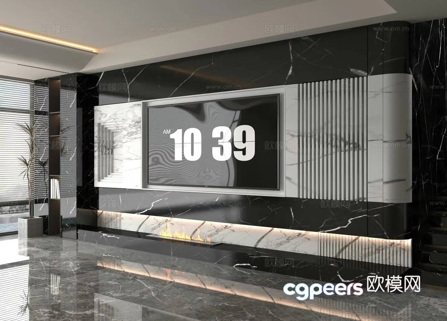 3d model of TV background wall