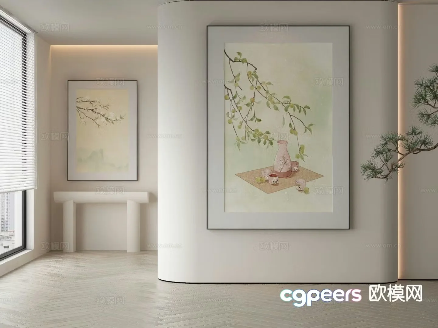 New Chinese style decorative painting small fresh hanging painting 3D model
