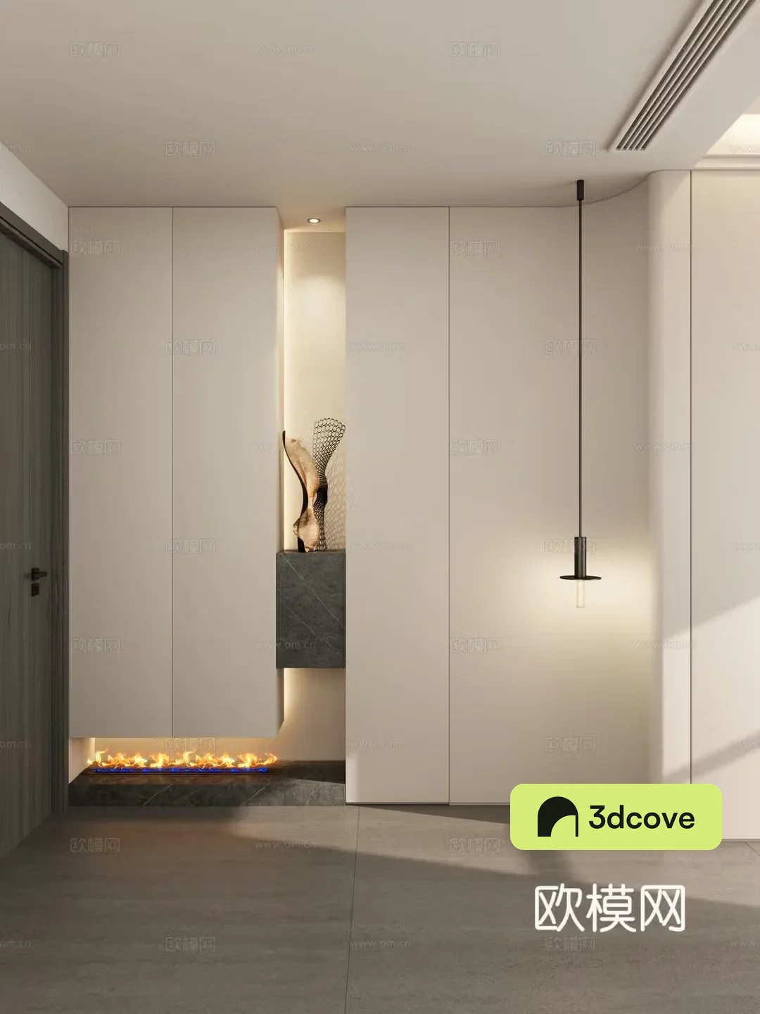 Italian style light luxury style arc shape chandeliers flame fireplace suspended ceiling