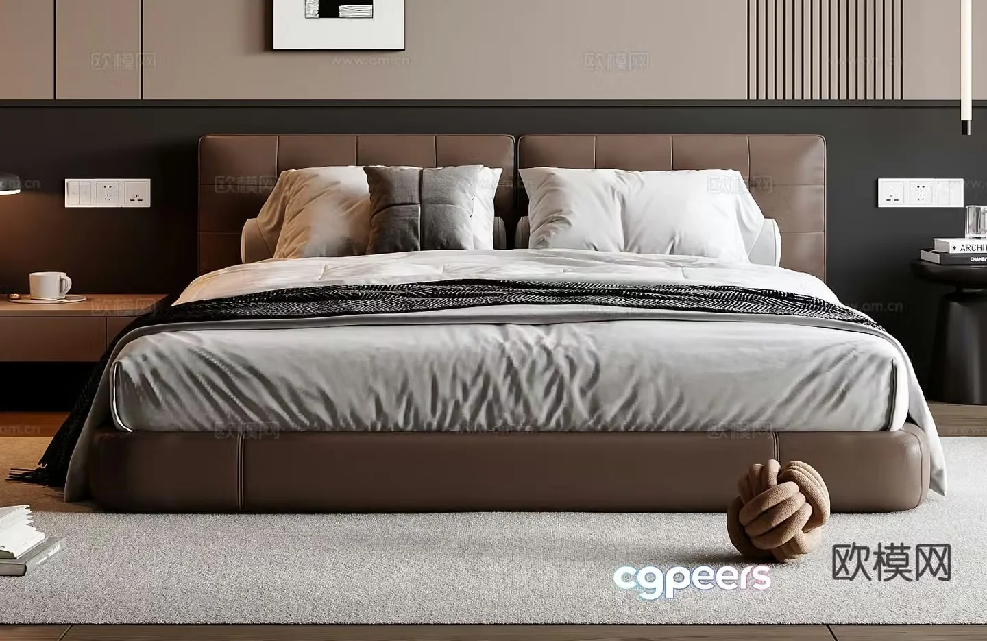 Italian double bed 3d model