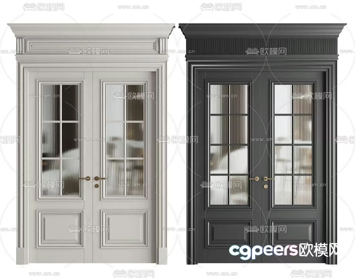 European double-opening door glass door 3D model