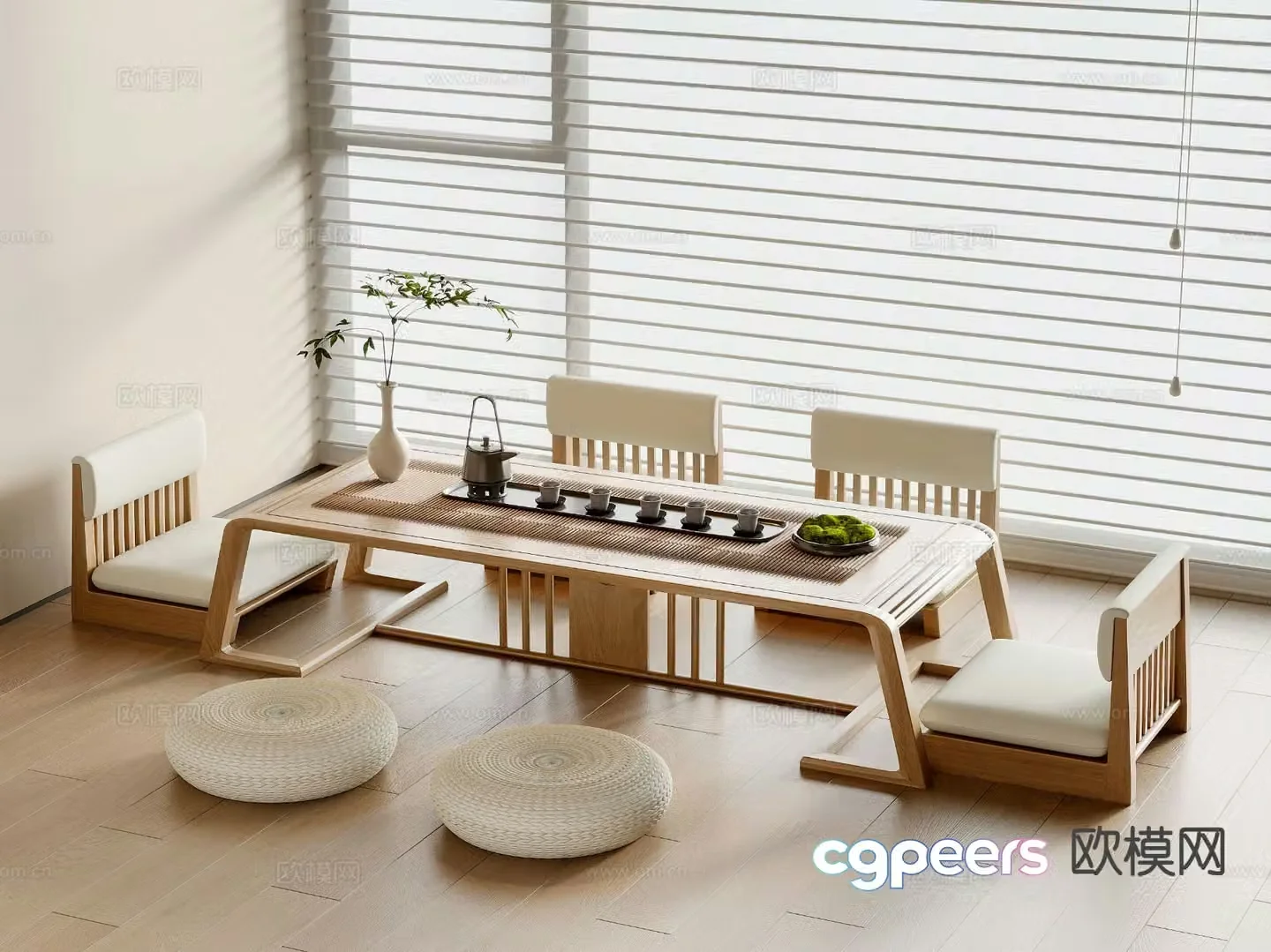 Japanese tea table tatami tea table 3D model