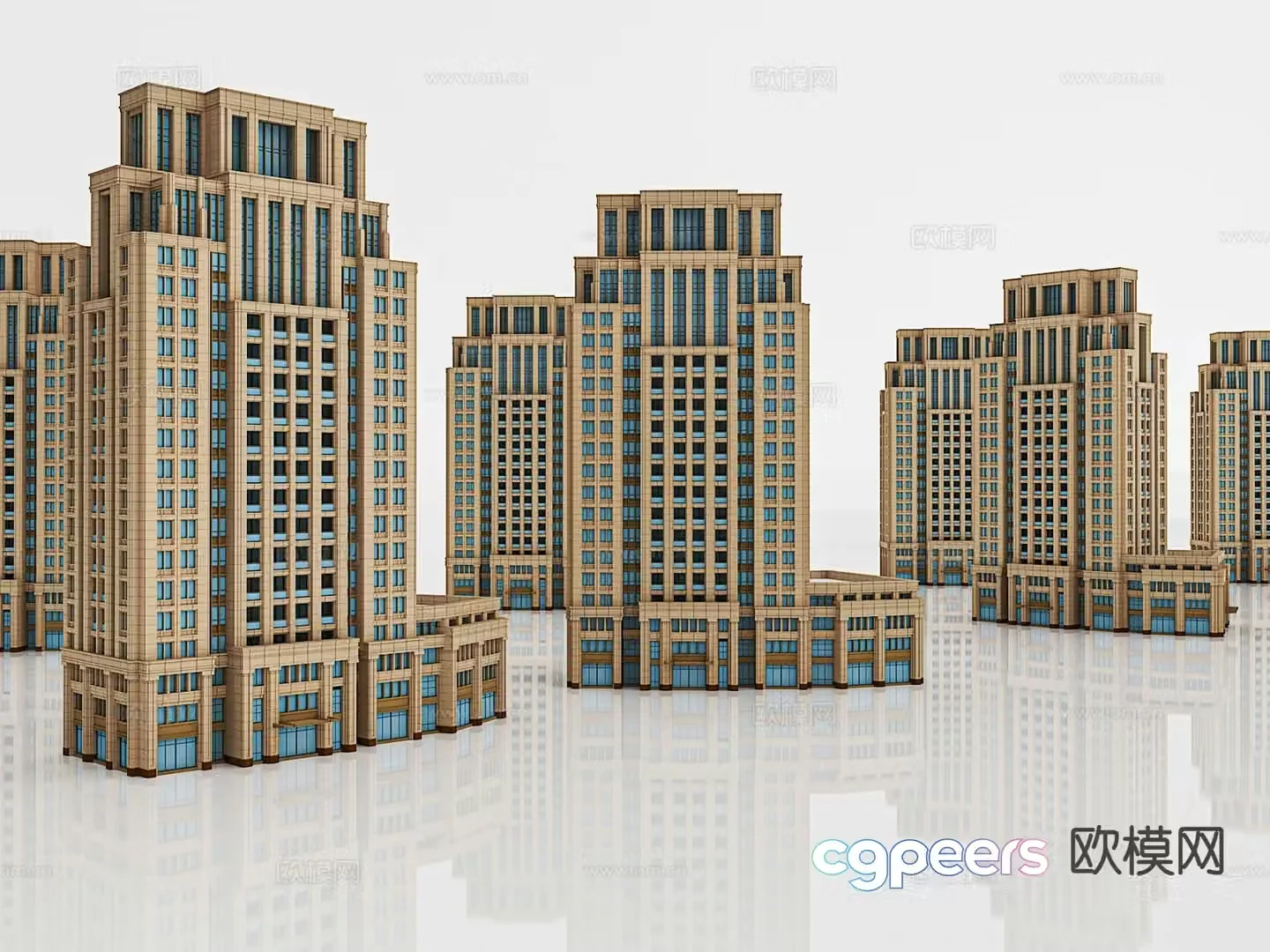 High-rise residential commercial housing small bungalow 3D model