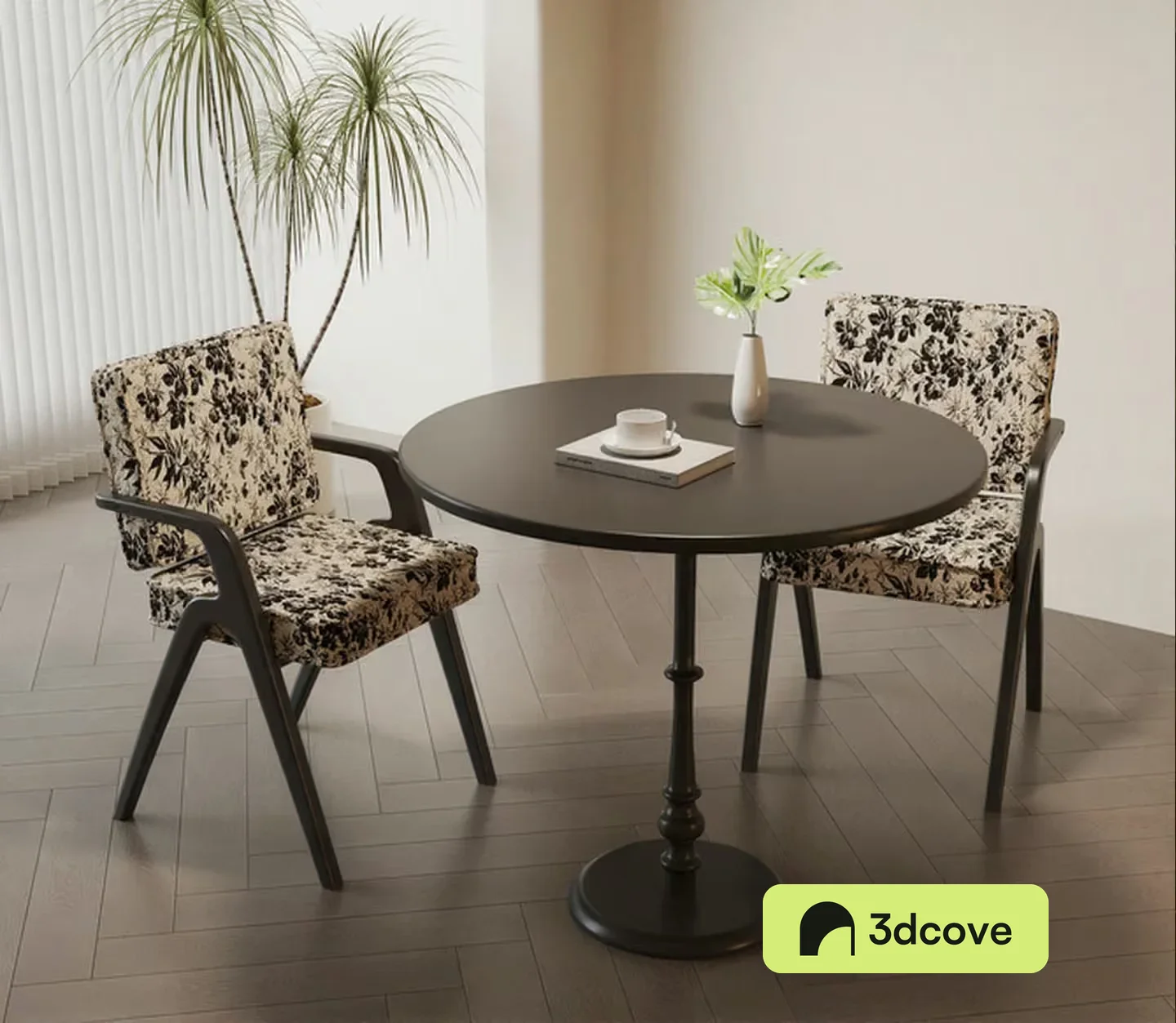 A Round Table With Two Chairs