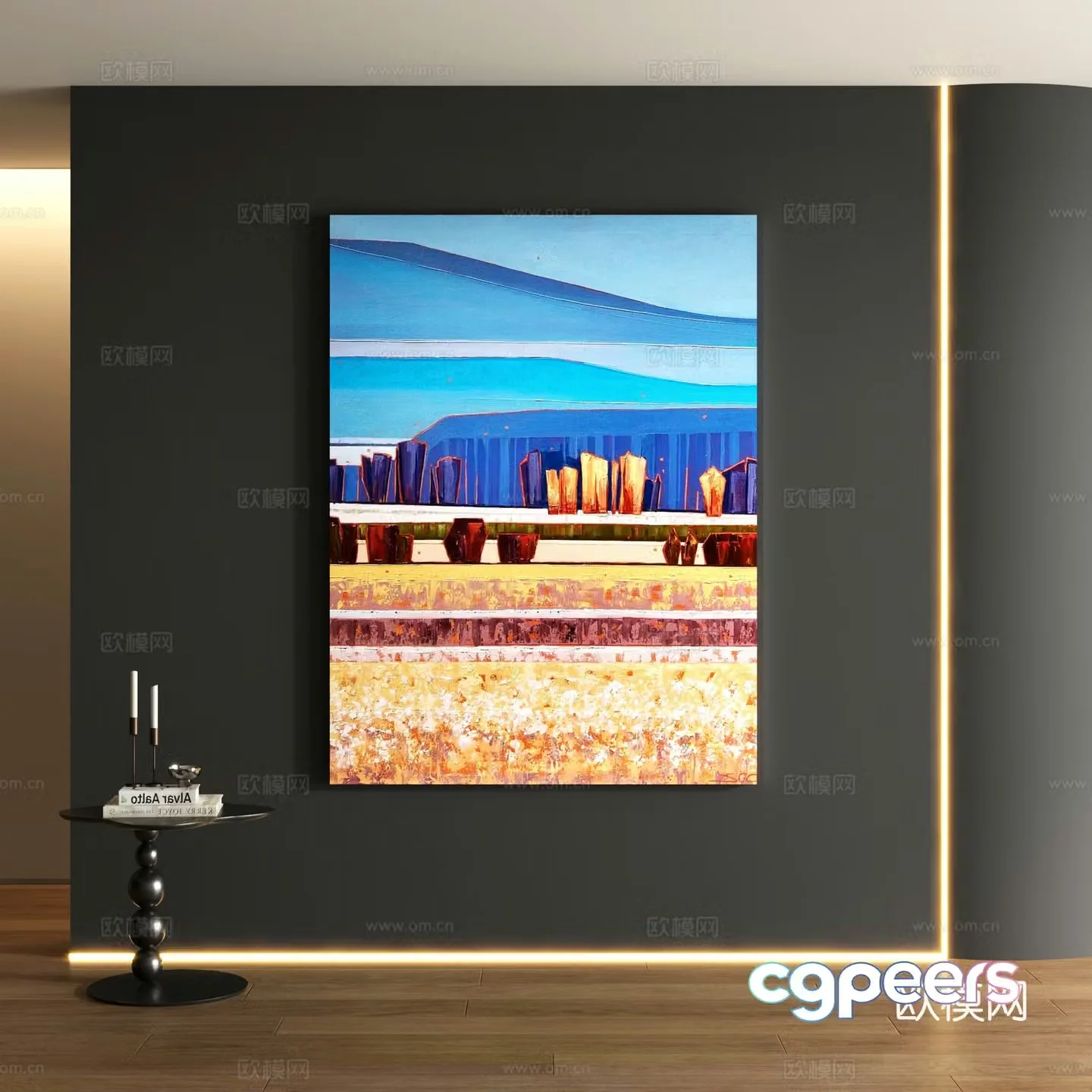 Modern landscape decoration painting 3d model