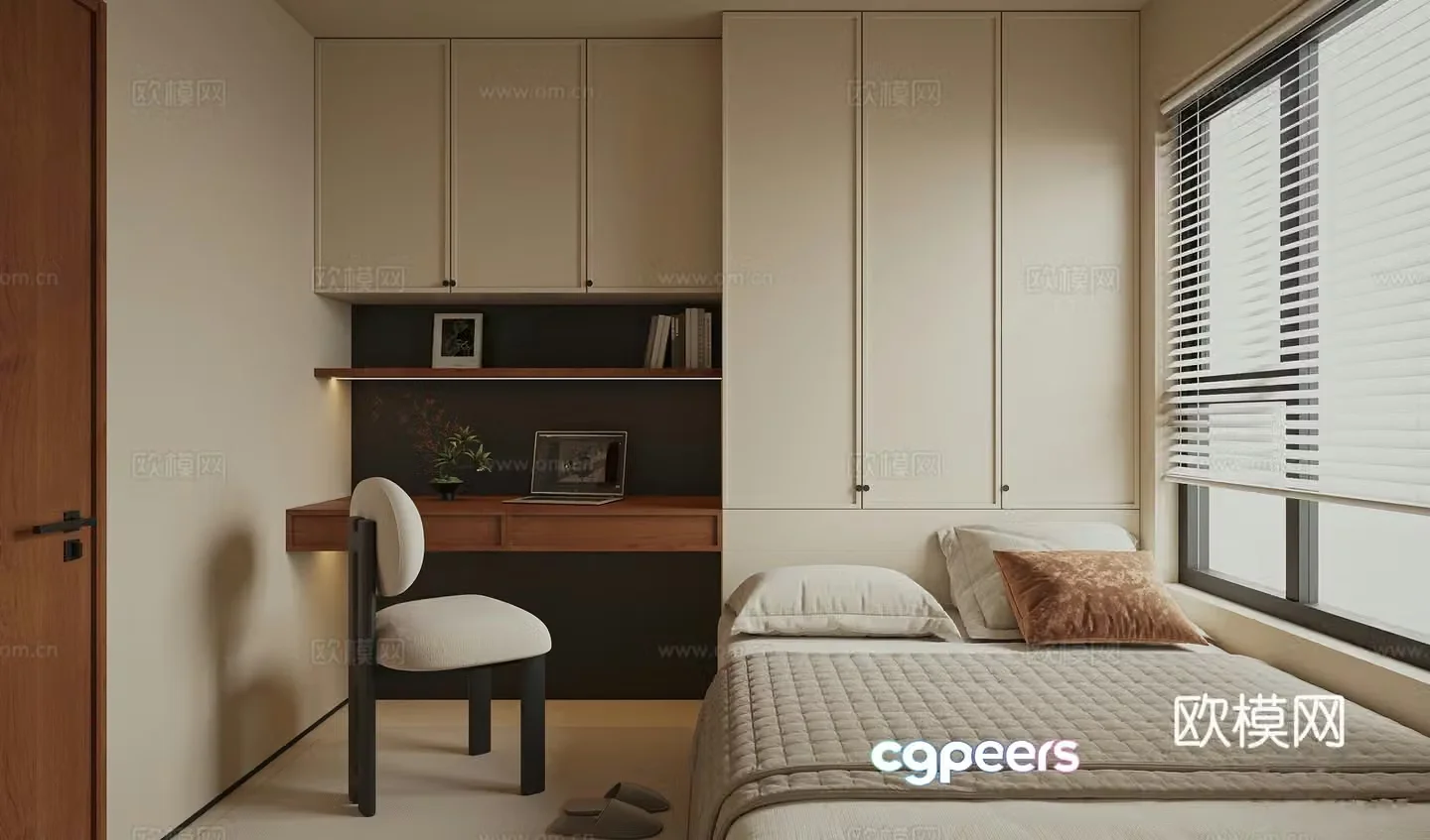 Modern medieval style tatami bedroom adult room tatami desk chair tatami wardrobe 3d model