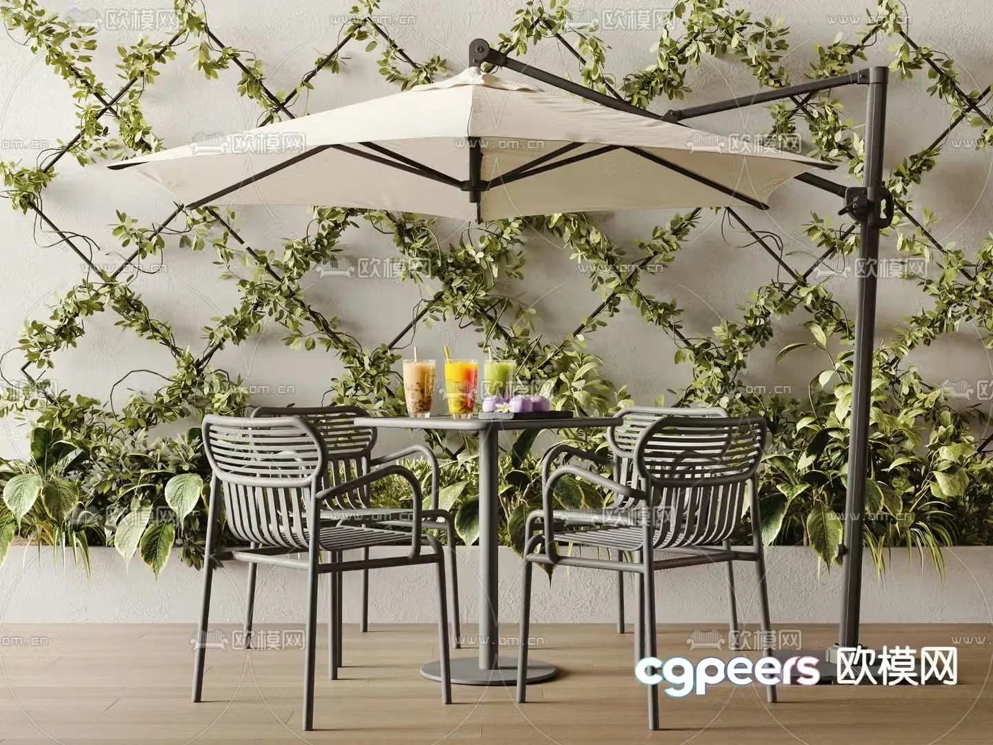 Outdoor tables and chairs Negotiate 3D model of tables and chairs