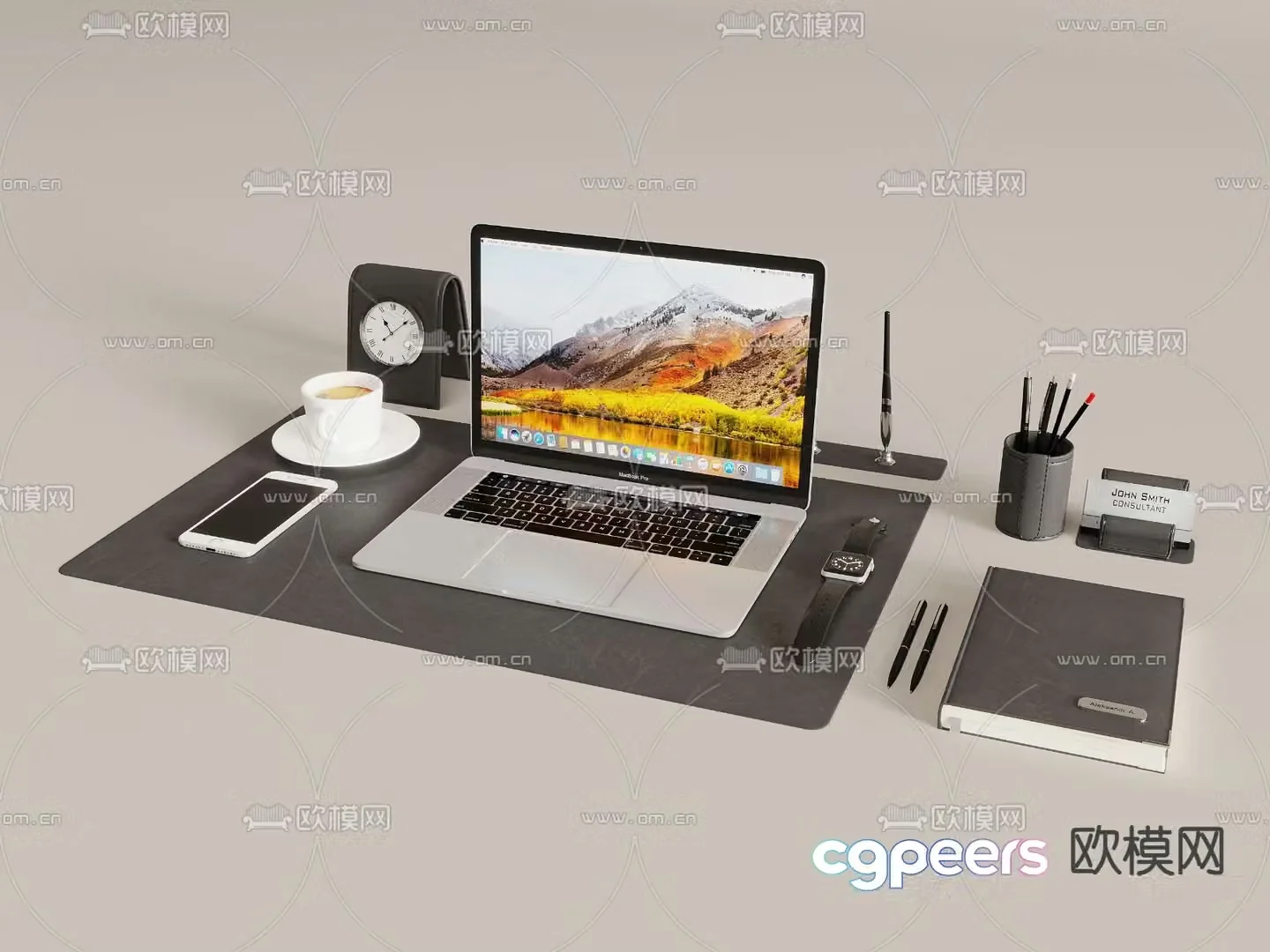 Office Supplies Desktop Ornaments Laptop 3D Model