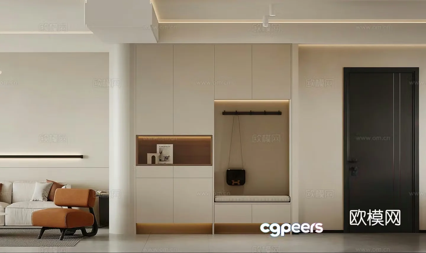 Modern shoe cabinet Cream style shoe cabinet Wine cabinet Bag Simple 3D model