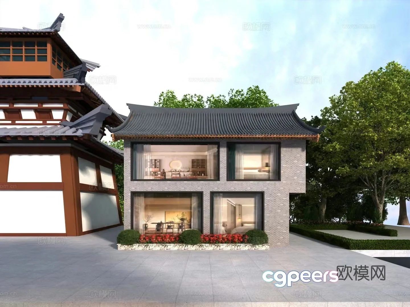 Chinese style office building 3d model