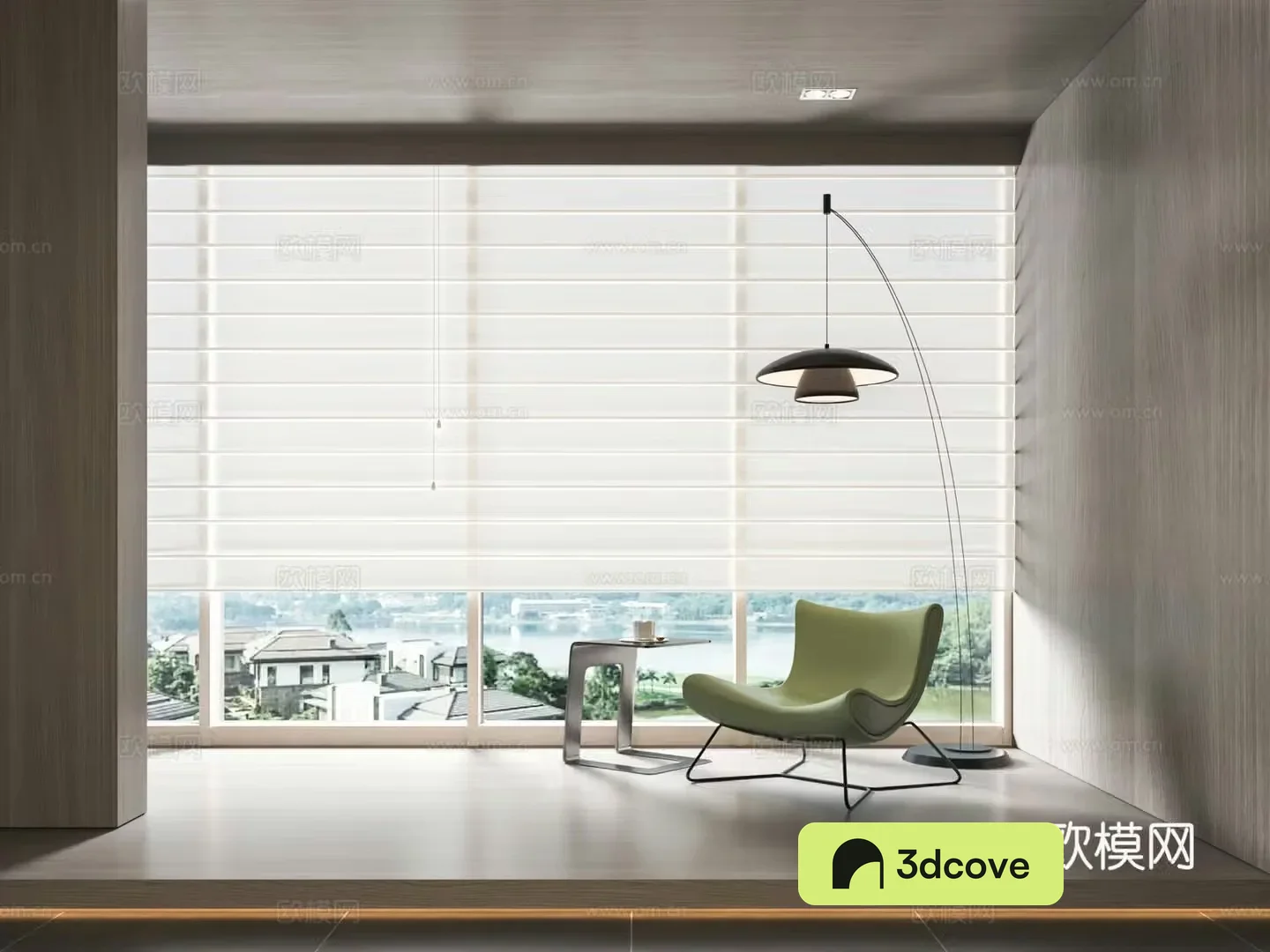 Modern chair curtain gauze curtain floor lamp single chair coffee table side table corner table leisure chair