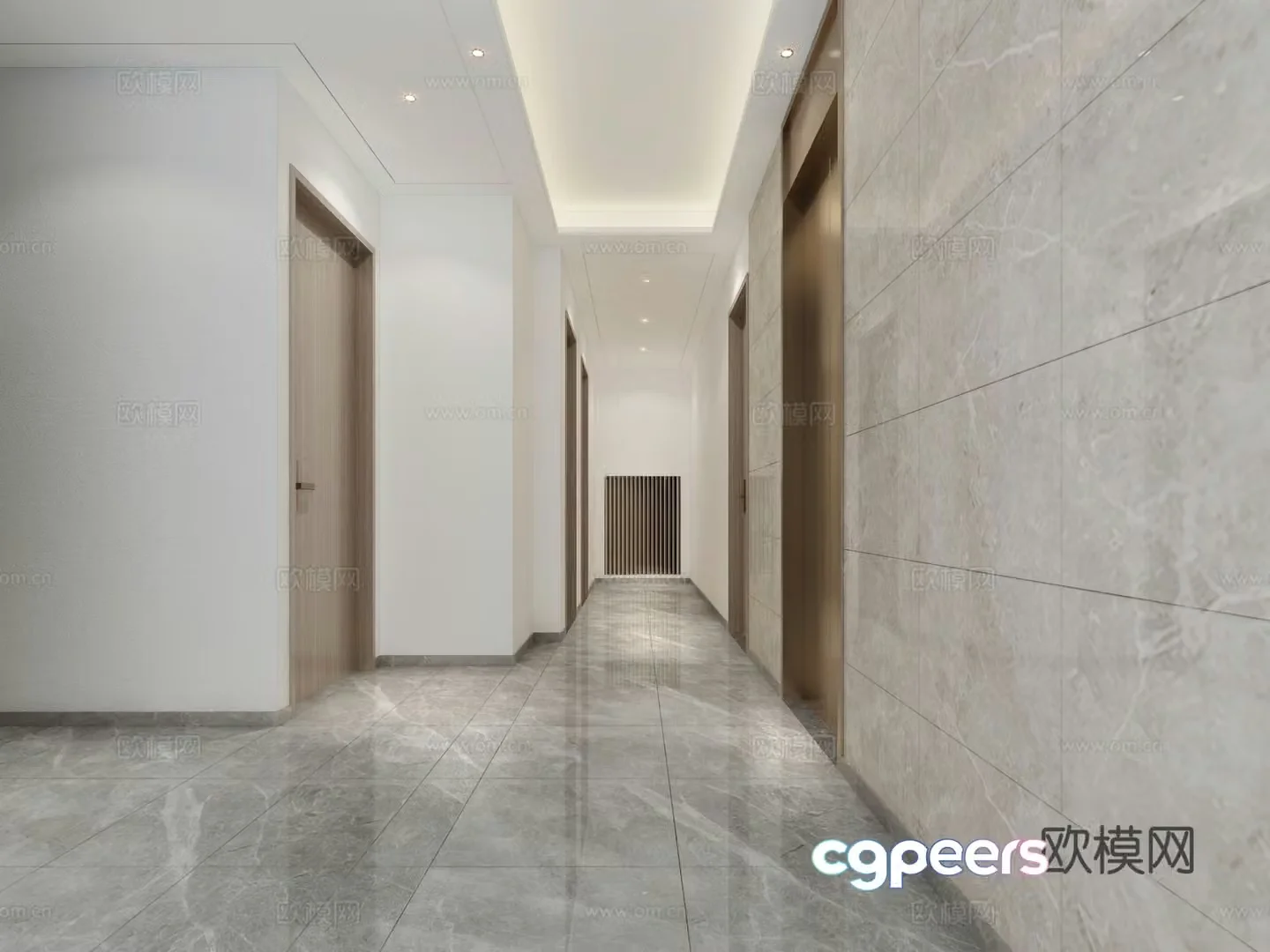 Modern public area corridor 3d model