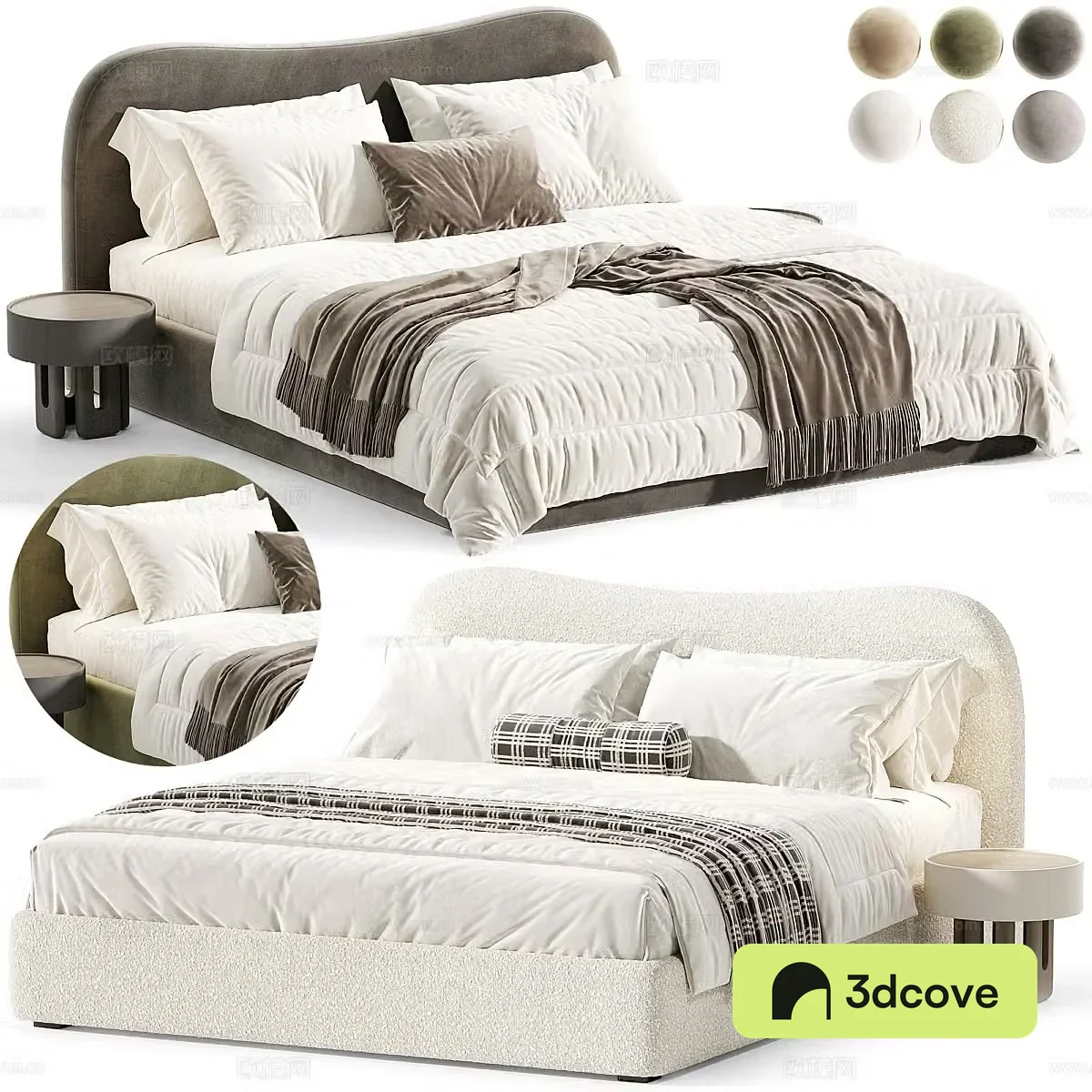 New Chinese style Jeyfris fabric double bed