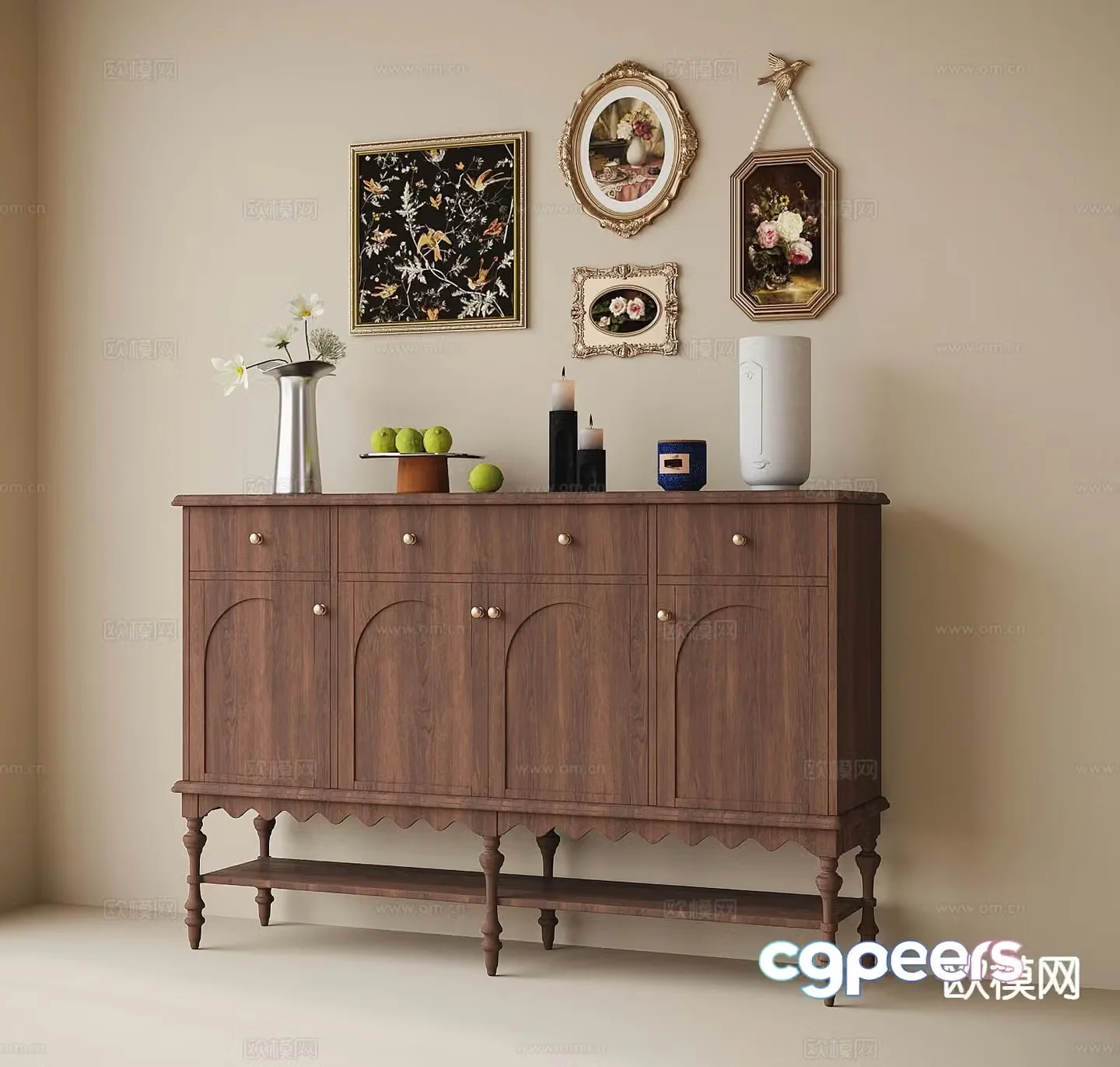 French entryway cabinet side cabinet 3d model