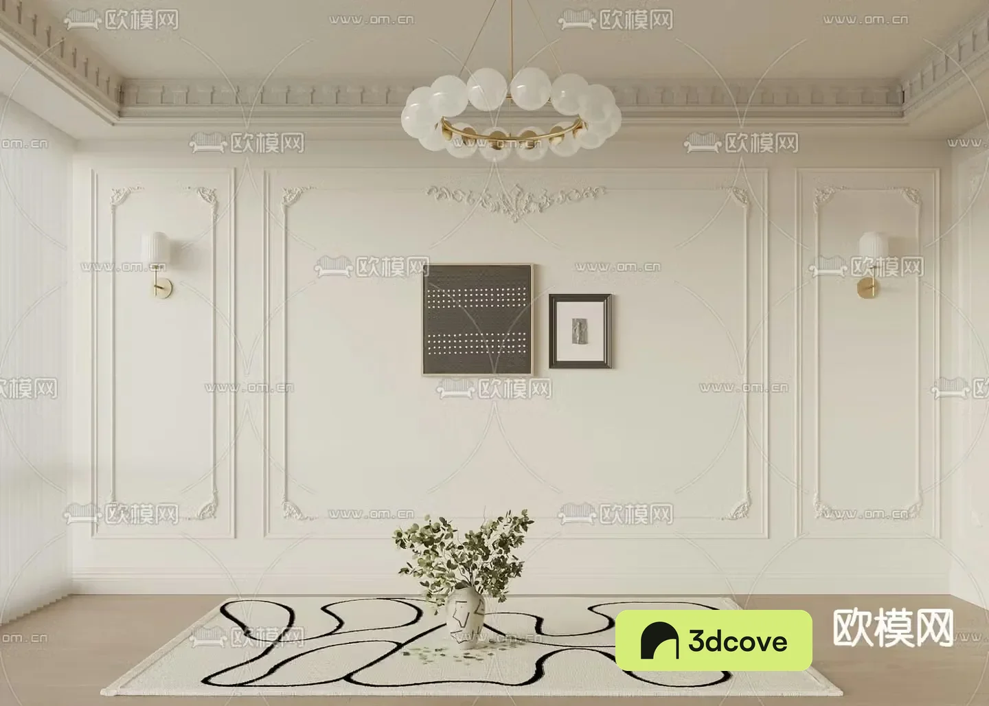 French background wall plaster line