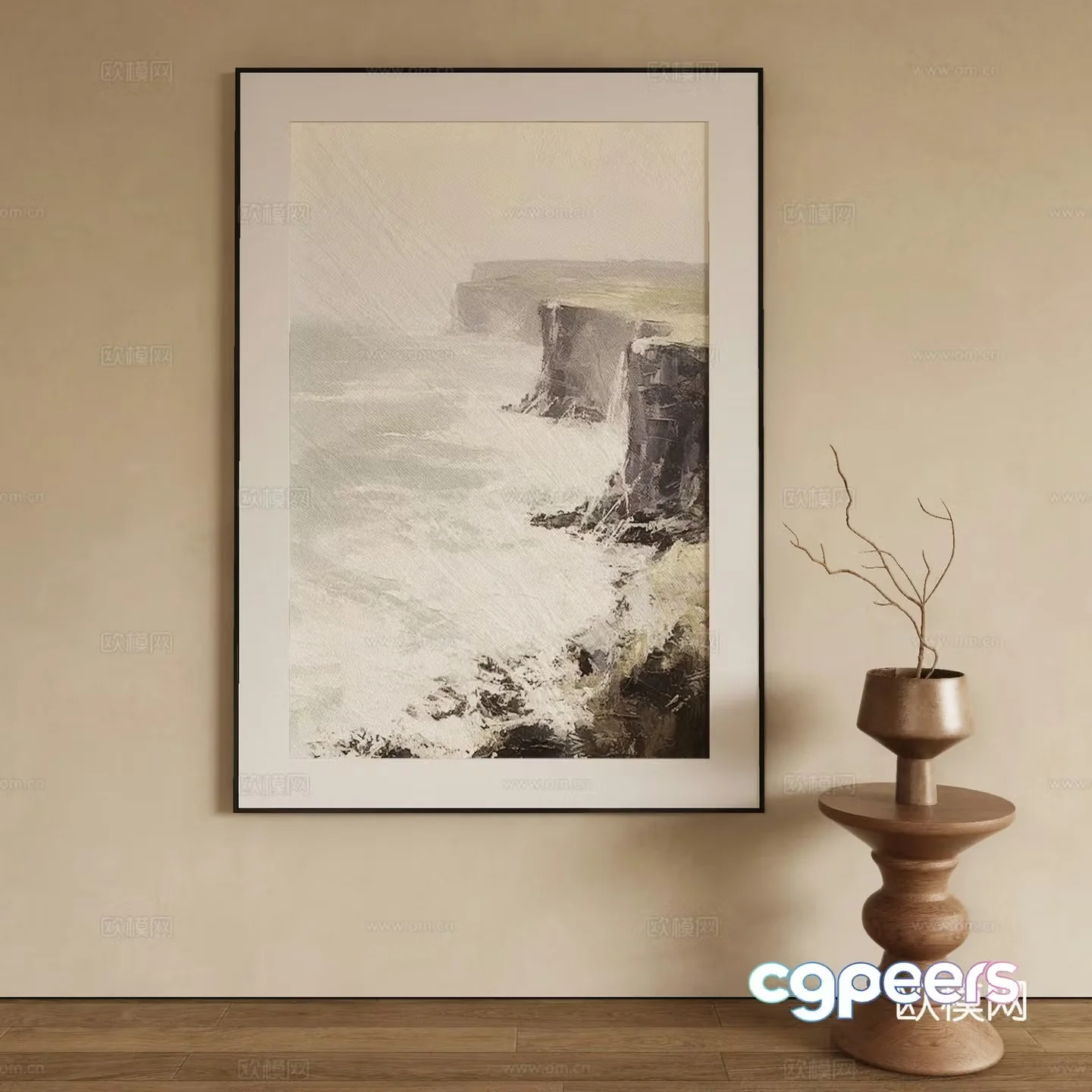 Modern oil painting landscape painting decorative painting 3d model