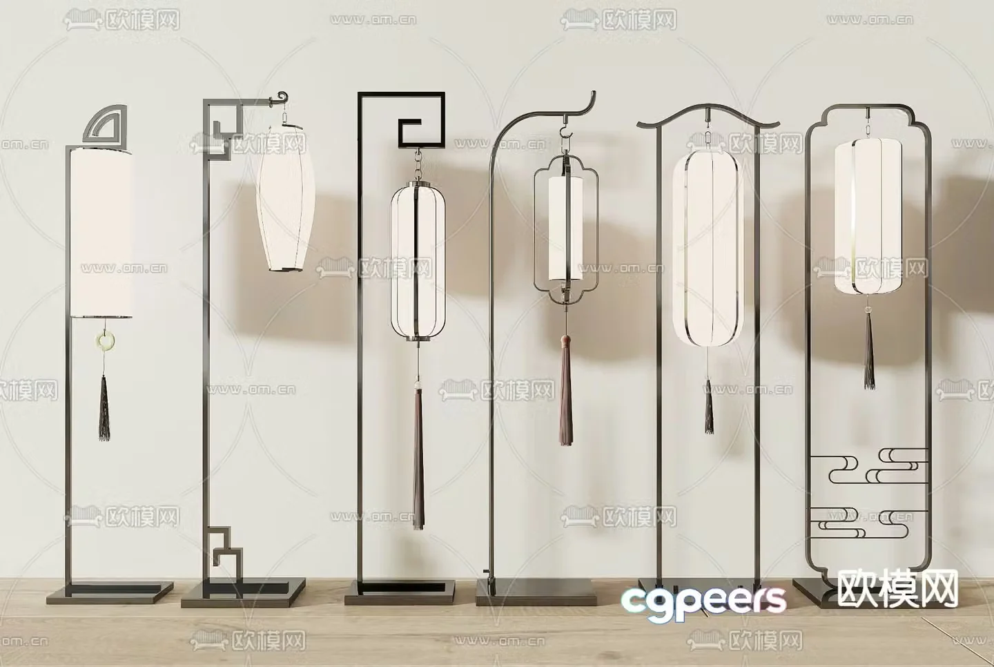 New Chinese style floor lamp lantern 3d model