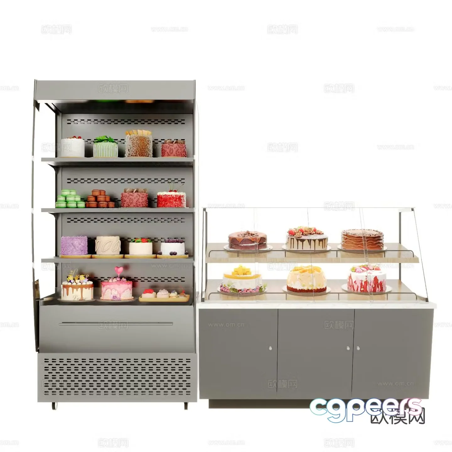 Modern cake display cabinet freezer 3d model