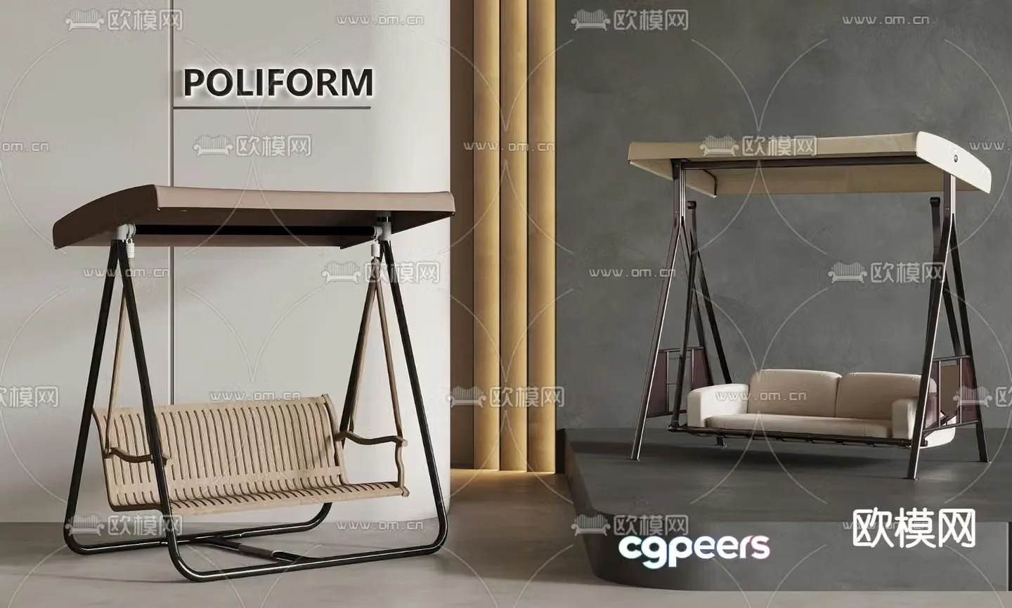 Outdoor swing chair courtyard swing 3d model