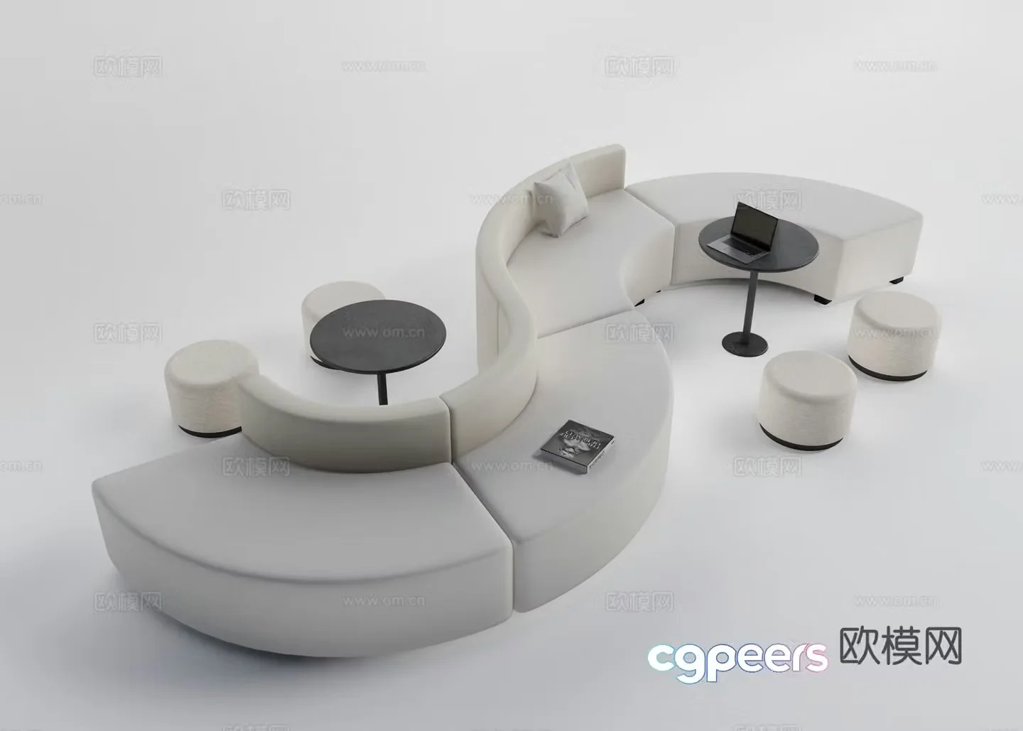 Modern booth sofa S-shaped sofa leisure sofa 3D model
