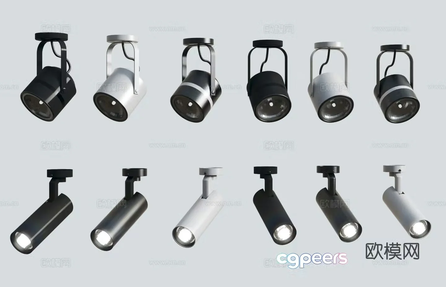 Surface mounted downlight spotlight track light 3d model