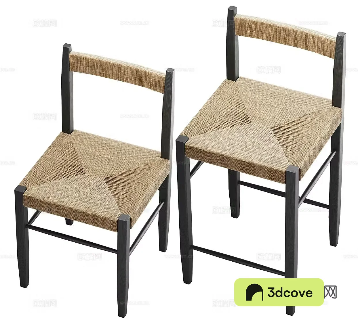 Wasabi wind single chair Wasabi wind bar chair Rattan bar chair Rattan bar chair Rattan single chair Rattan dining chair B&B single 3D model