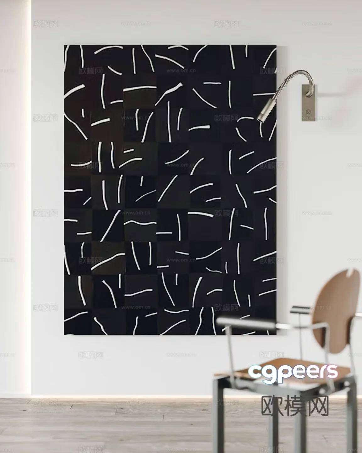 Modern hanging paintings decorative paintings wall lamps single chairs 3D model