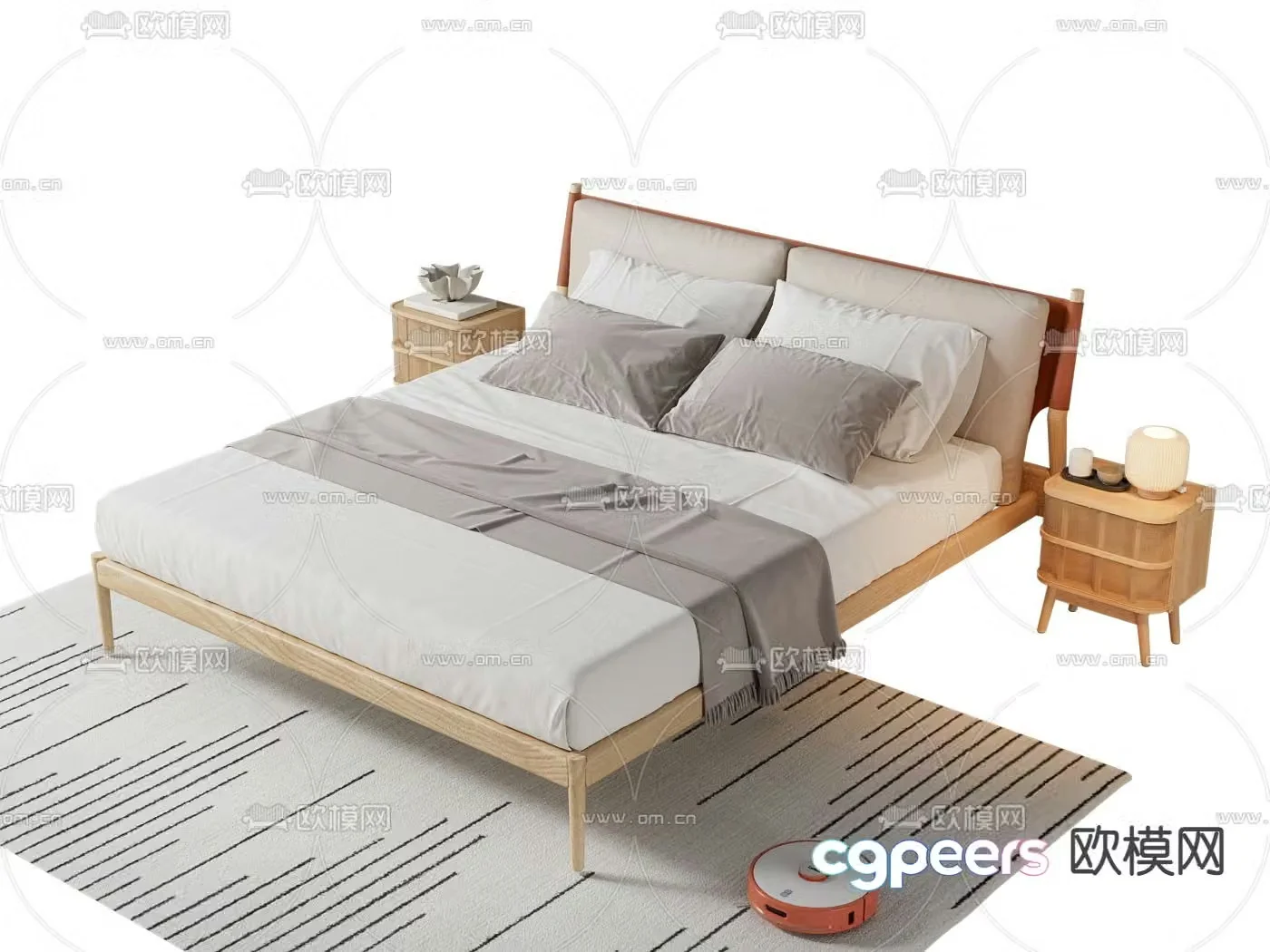 Nordic double bed 3d model
