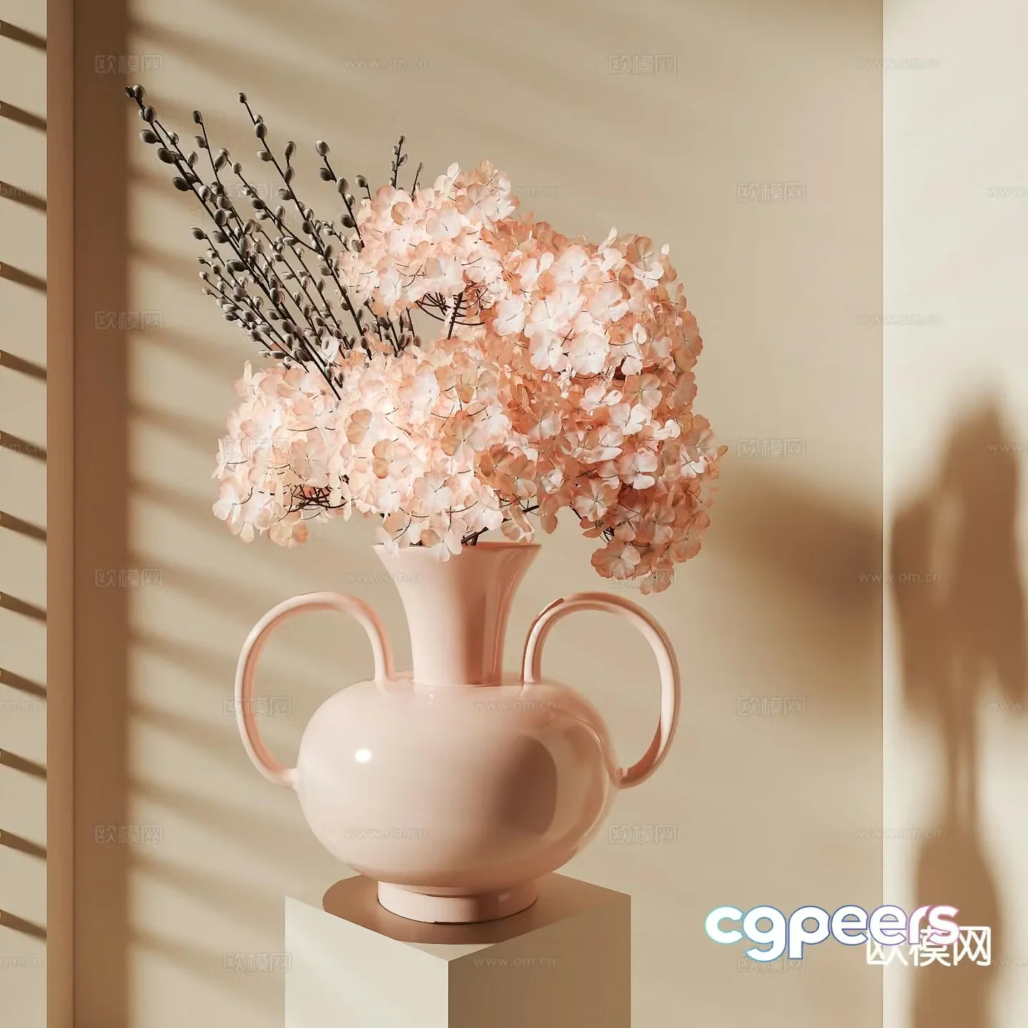 French flowers vase flower arrangement 3d model