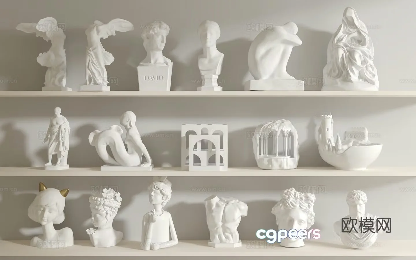Modern plaster sculpture French plaster sculpture Simple European sculpture Desktop ornaments 3D model