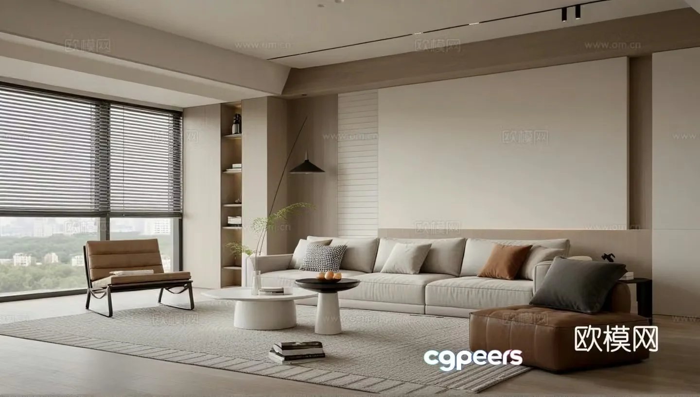 Modern living room sofa coffee table combination 3D model