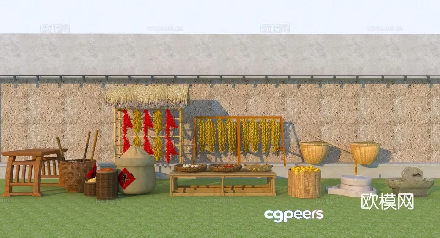 Modern rural farming sketch 3d model