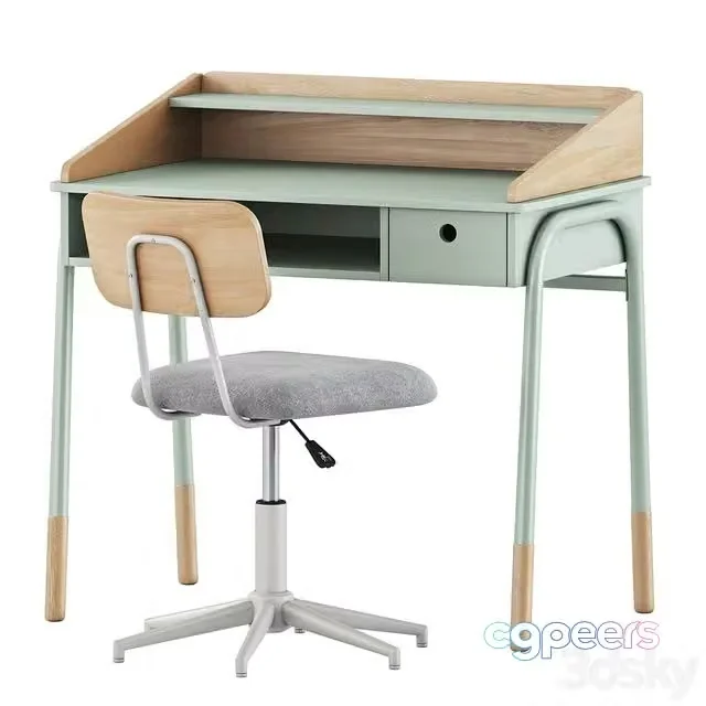3ds Max Free – Ligne Desk and Ligne Chair by Vertbaudet