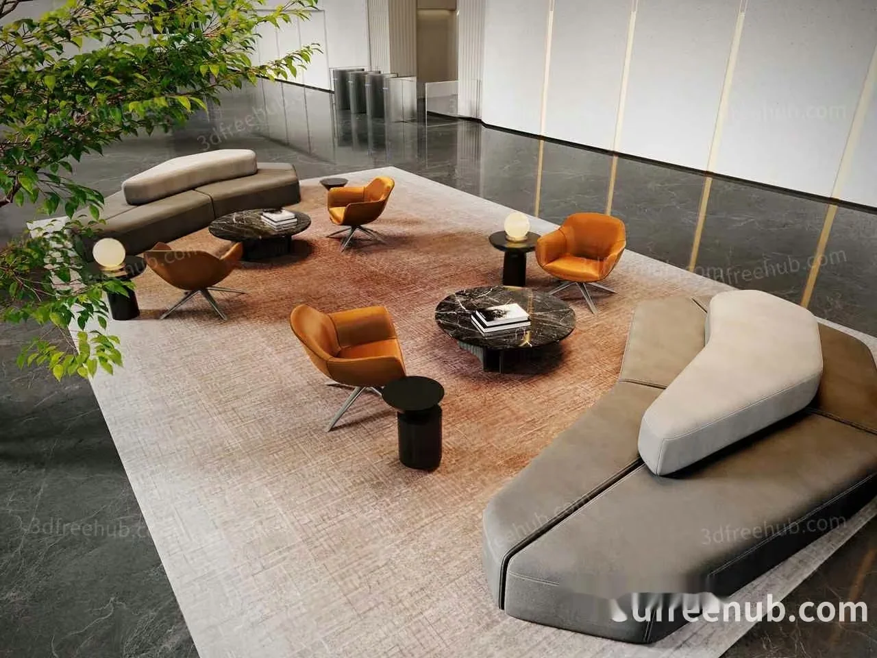 Modern Lounge Area 3D Model – 19319 – VRAY Render