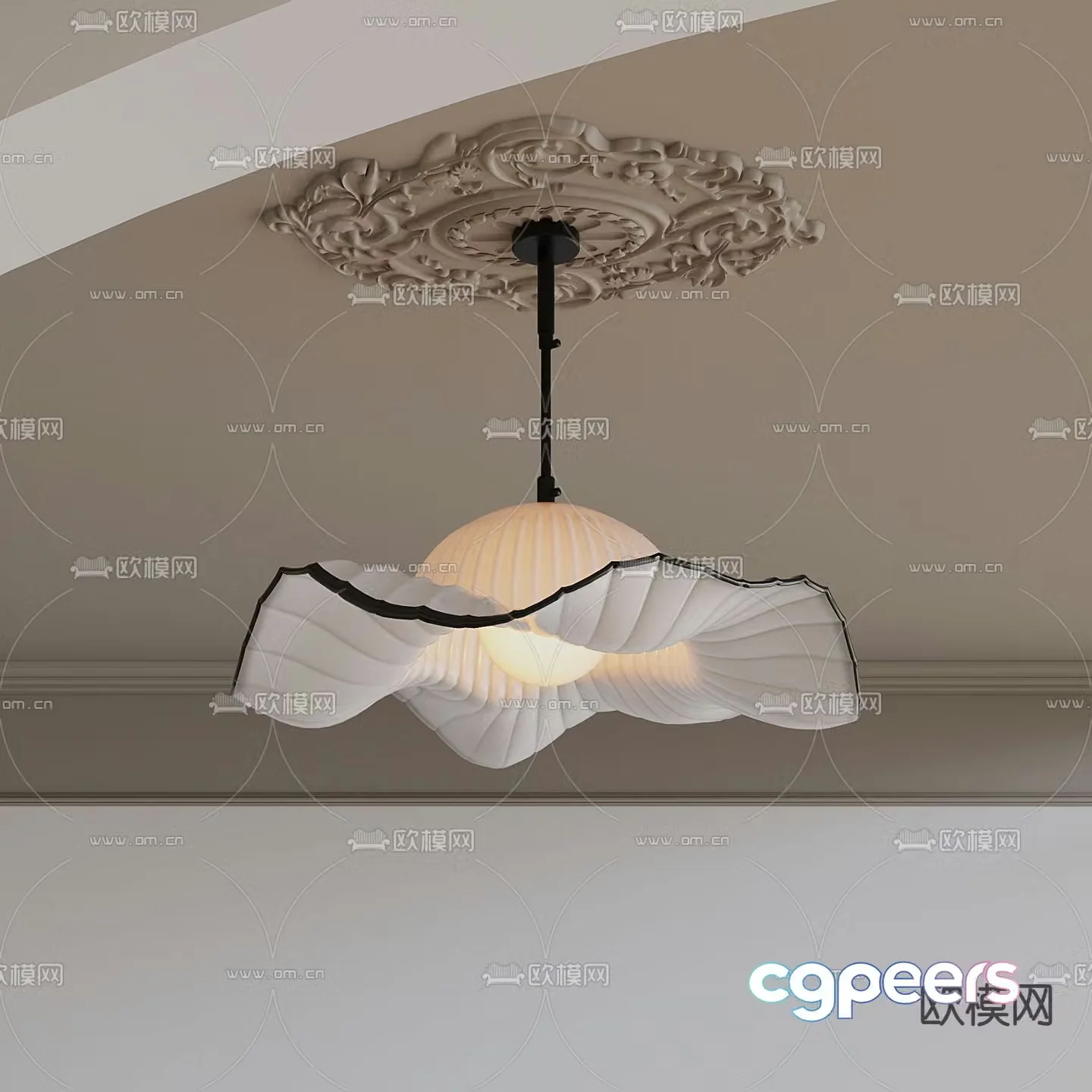 French chandelier hat chandelier 3d model