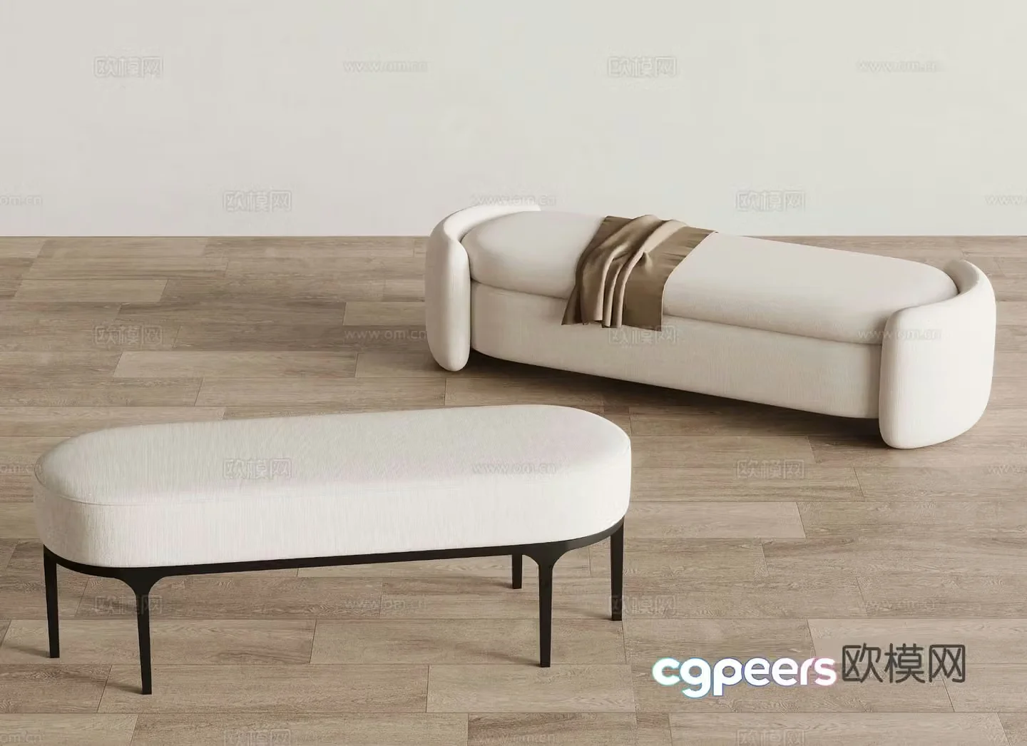 modern stool bench bed end stool 3d model