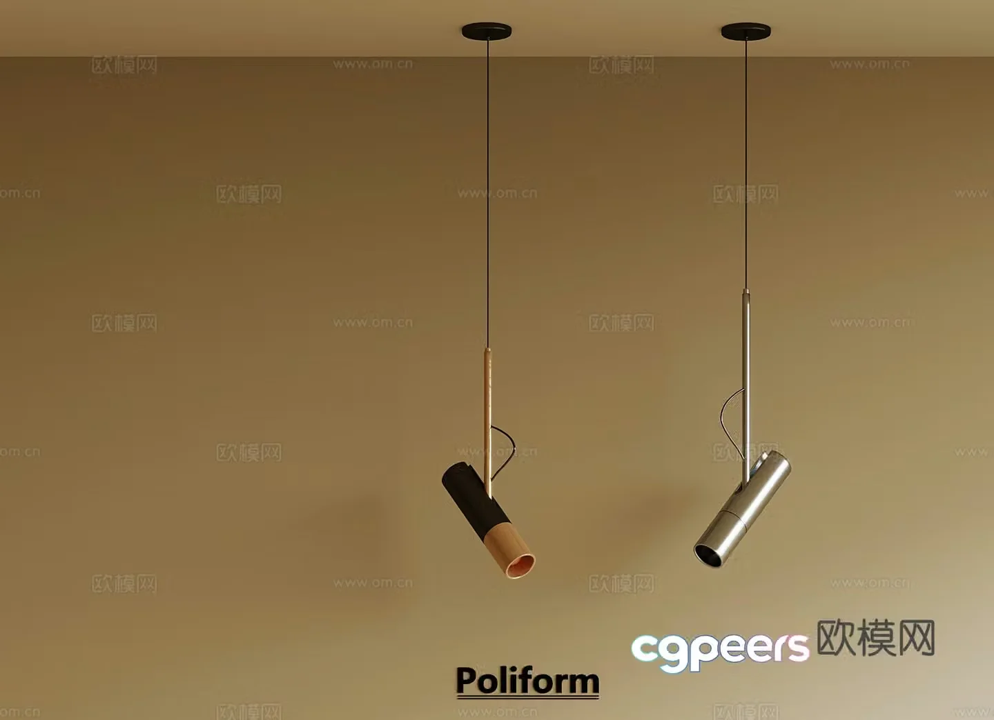 Modern metal chandeliers downlight spotlight 3d model