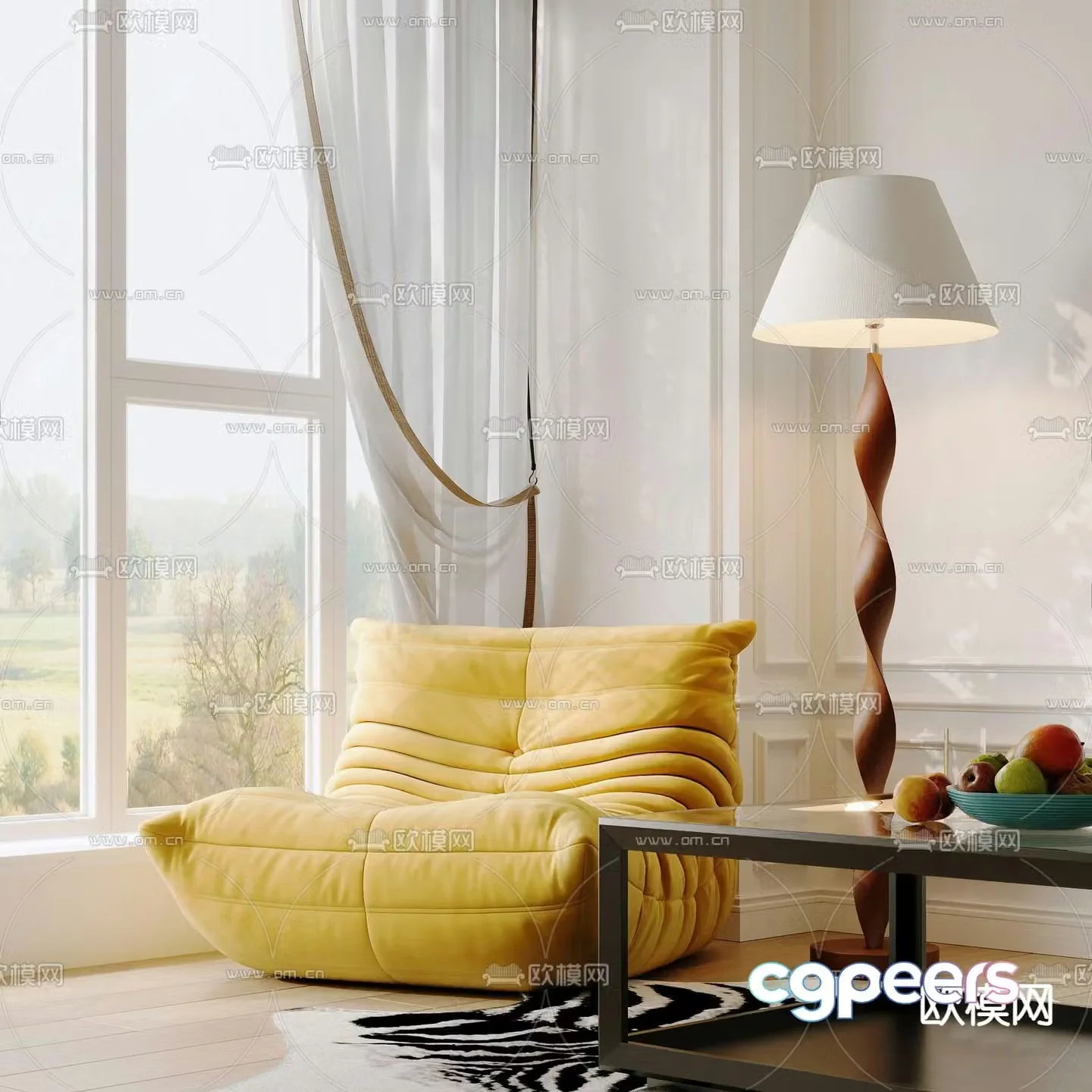 Beanbag Sofa Upholstered Sofa 3D Model