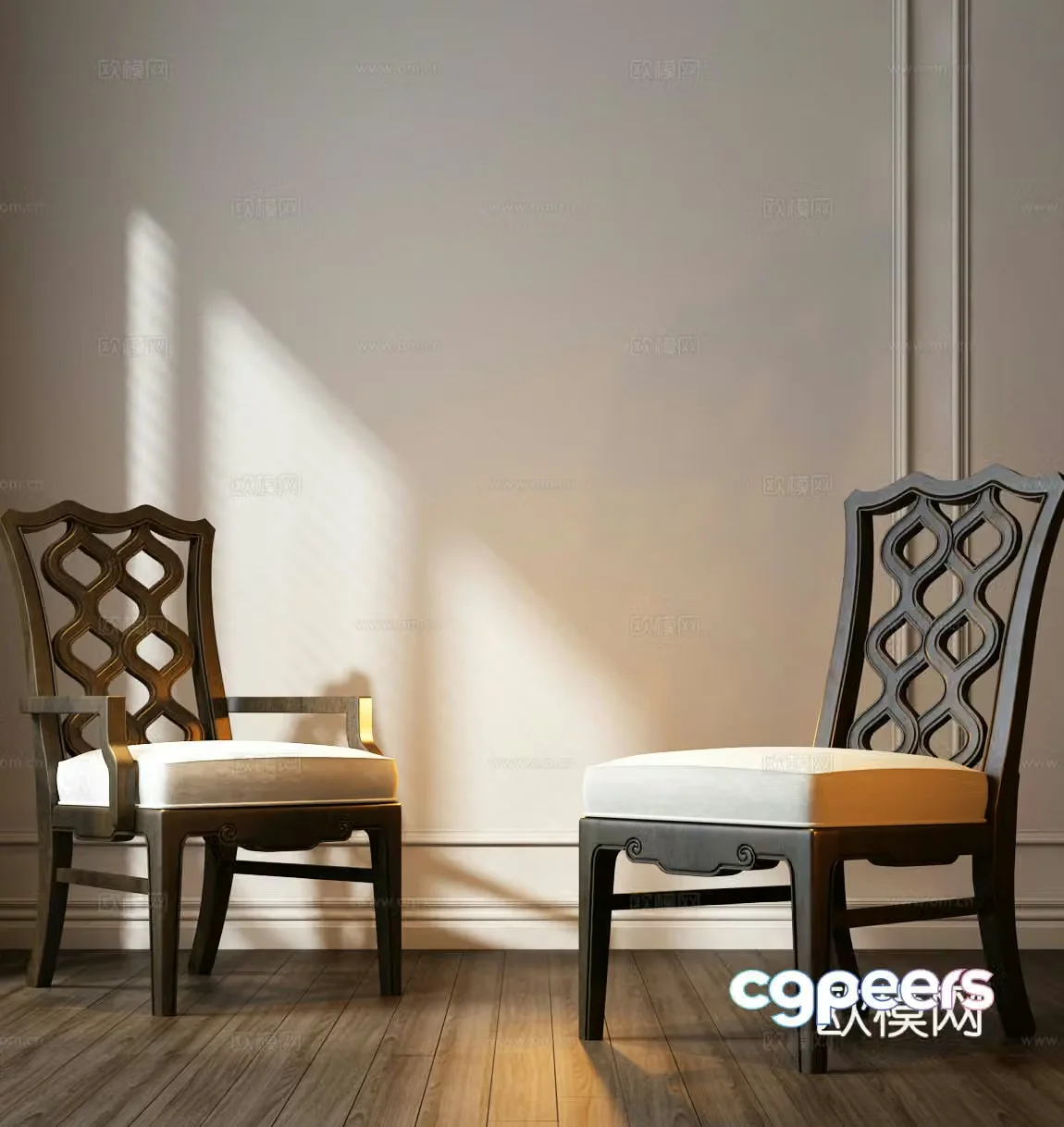 American single chair American dining chair American casual chair 3d model