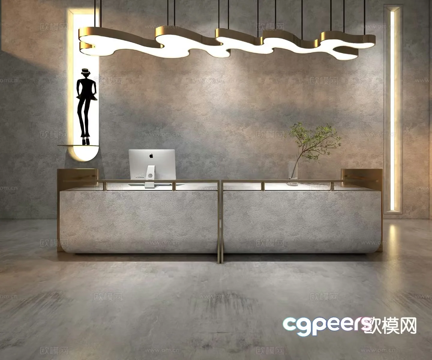Modern front desk reception desk 3d model