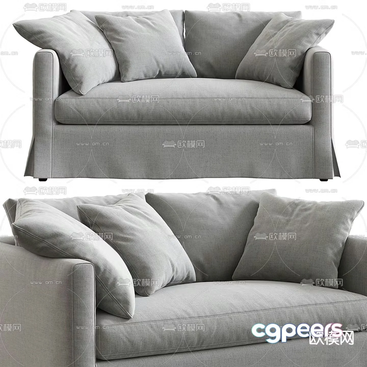 Fabric sofa double sofa 3d model