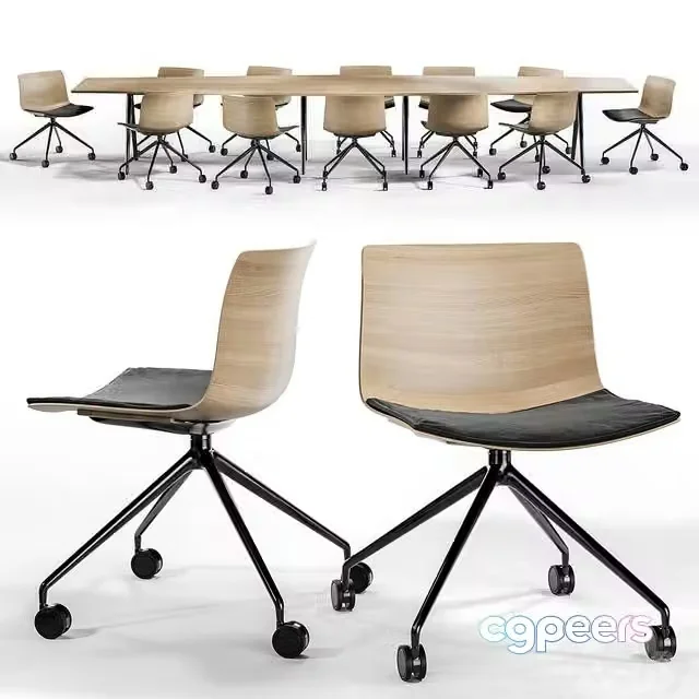 3ds Max Free – Arper Catifa 53 Trestle Fixed and Meety Wood Table